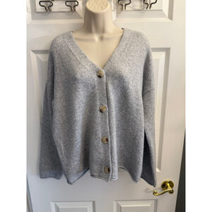 Members Mark Womens V Neck Cardigan Sweater Gray SZ Medium Super Soft